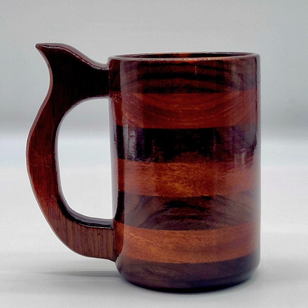 Handmade Segmented Wooden Mug Tankard Vintage Woodcrafts Texas Ren Faire Flaw